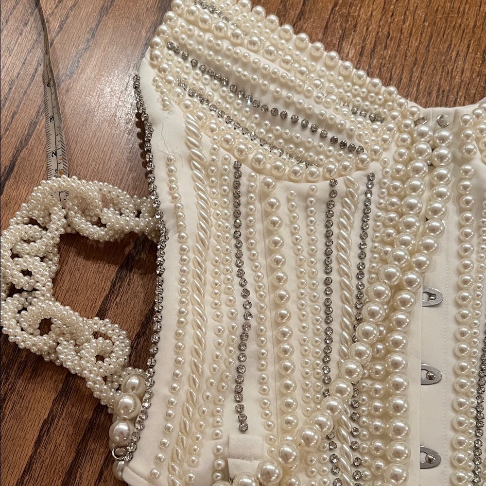 Akira Rhinestone and Pearl Embellished Corset Top Size XL - Picture 12 of 14